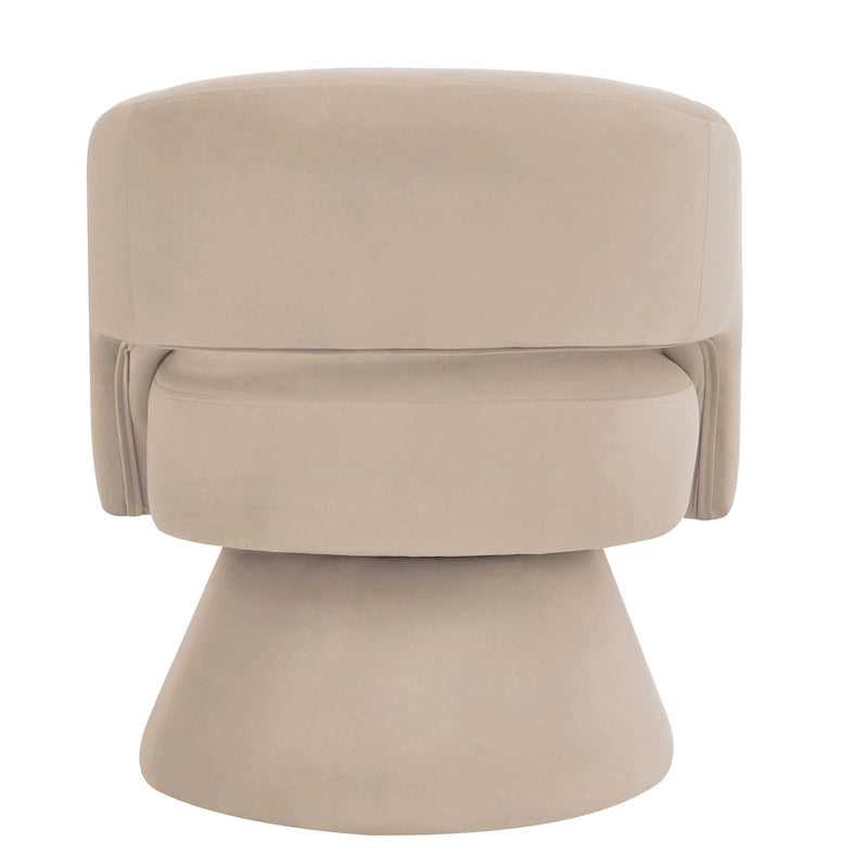 Velvet Swivel Barrel Accent Chair with 360° Rotation & Open Backrest