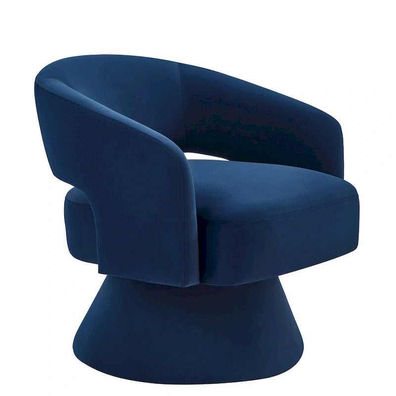 Velvet Swivel Barrel Accent Chair with 360° Rotation & Open Backrest