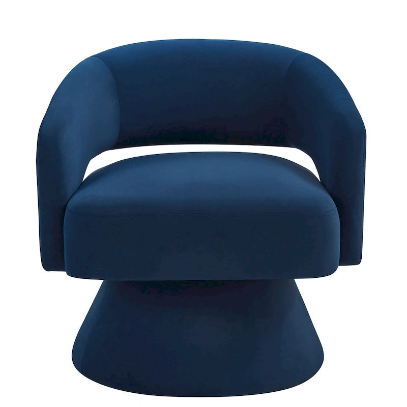 Velvet Swivel Barrel Accent Chair with 360° Rotation & Open Backrest