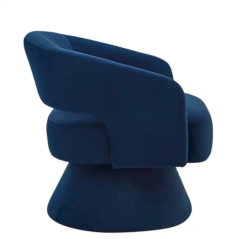 Velvet Swivel Barrel Accent Chair with 360° Rotation & Open Backrest