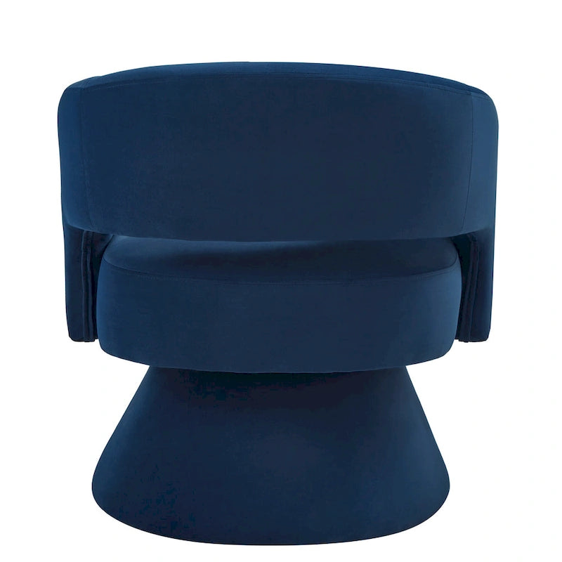 Velvet Swivel Barrel Accent Chair with 360° Rotation & Open Backrest