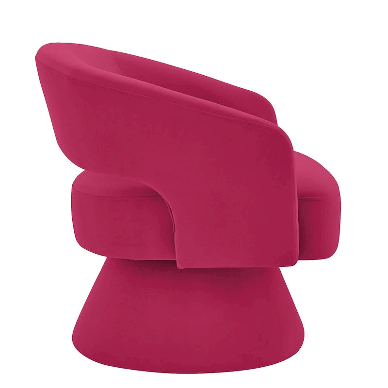 Velvet Swivel Barrel Accent Chair with 360° Rotation & Open Backrest