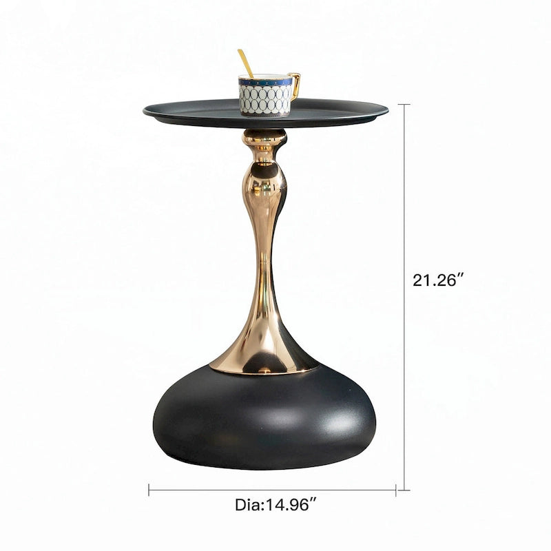Table d'appoint ronde en métal avec pieds dorés | Table d'appoint compacte