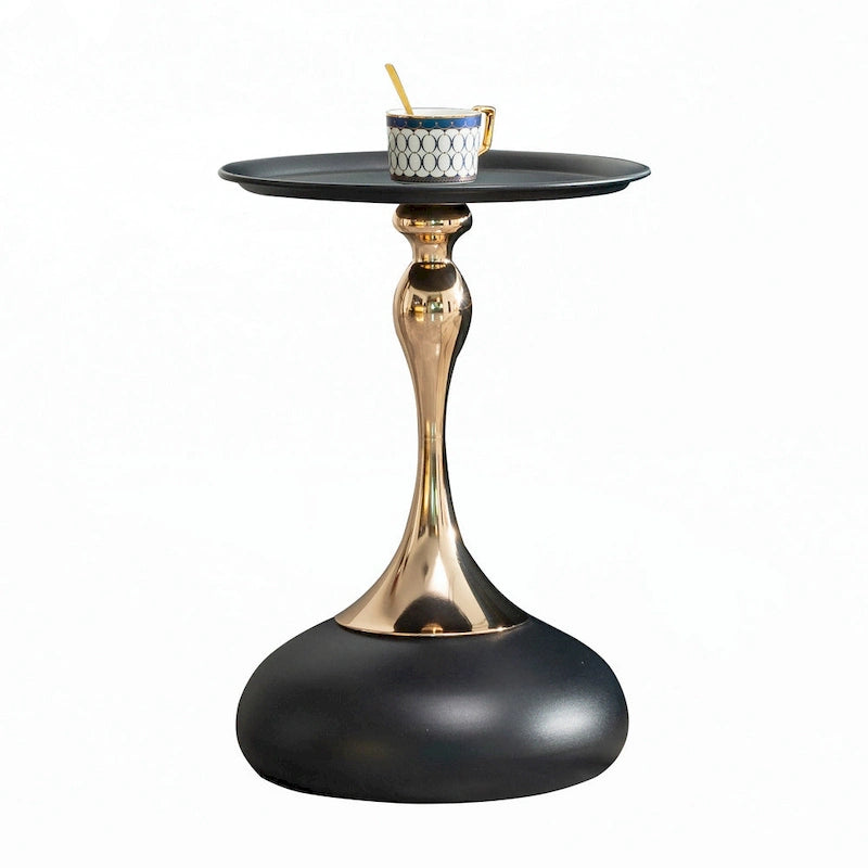 Table d'appoint ronde en métal avec pieds dorés | Table d'appoint compacte