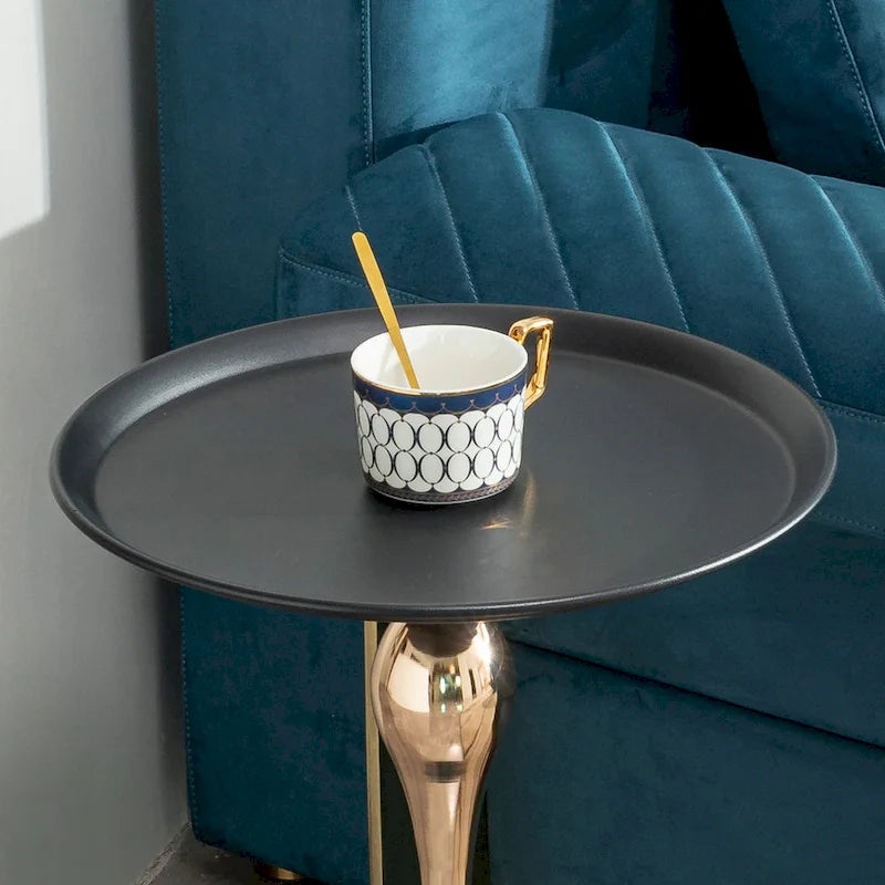 Table d'appoint ronde en métal avec pieds dorés | Table d'appoint compacte