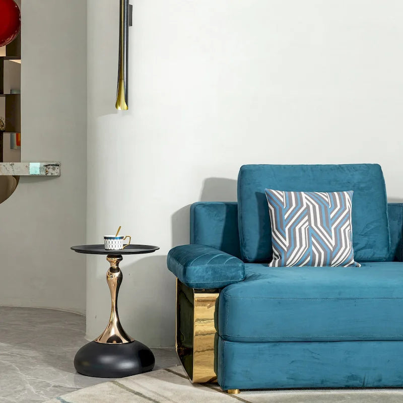 Table d'appoint ronde en métal avec pieds dorés | Table d'appoint compacte
