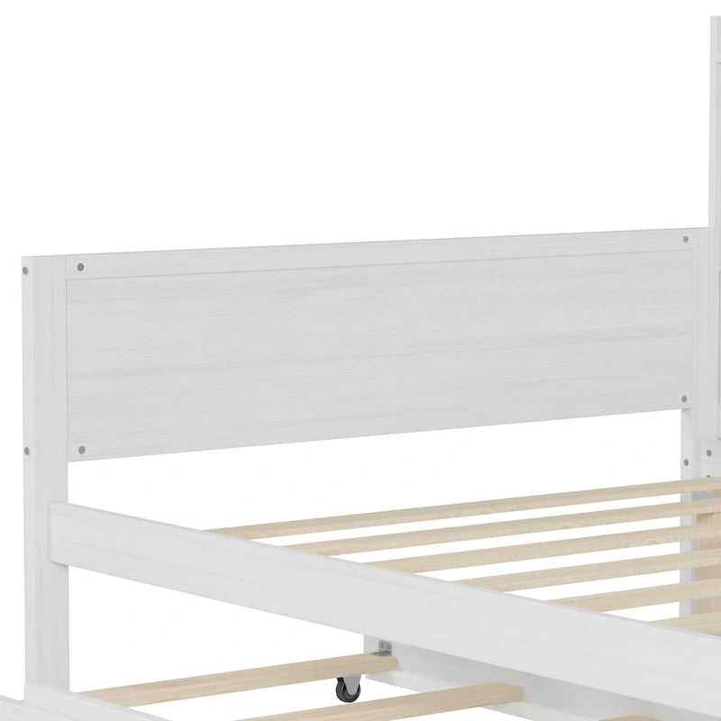 3-in-1 Twin Daybed with Pull-Out Trundle, Storage Shelves & Built-In Desk