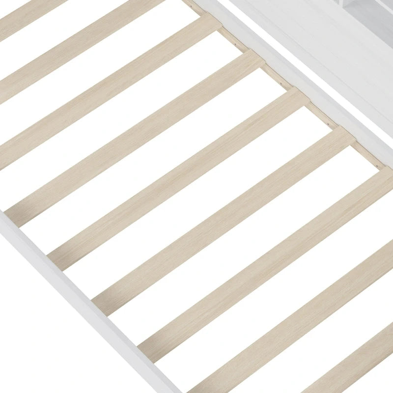 3-in-1 Twin Daybed with Pull-Out Trundle, Storage Shelves & Built-In Desk
