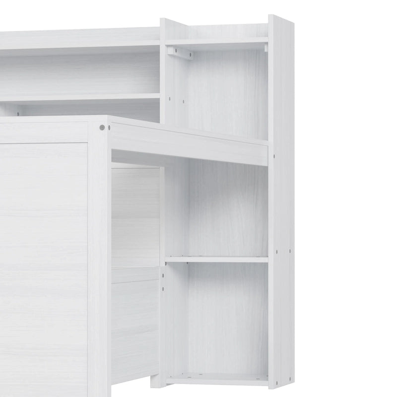 3-in-1 Twin Daybed with Pull-Out Trundle, Storage Shelves & Built-In Desk