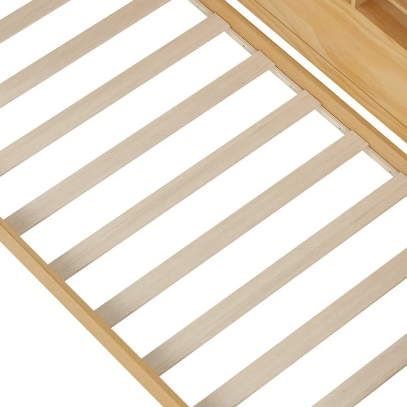 3-in-1 Twin Daybed with Pull-Out Trundle, Storage Shelves & Built-In Desk