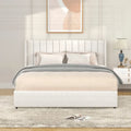 Boucle Wingback Platform Bed with Storage Drawers
