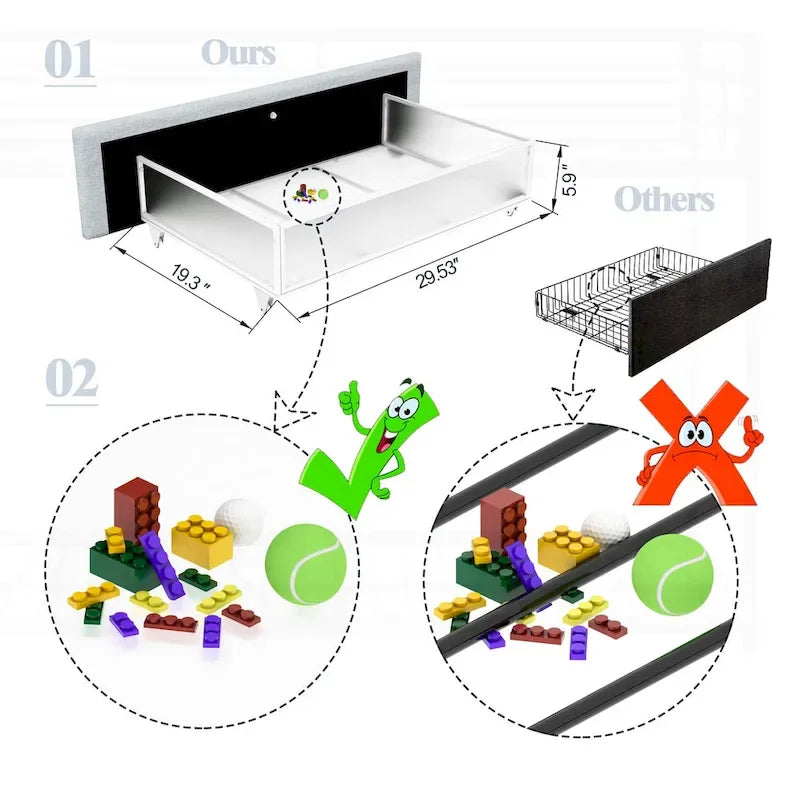 Boucle Wingback Platform Bed with Storage Drawers