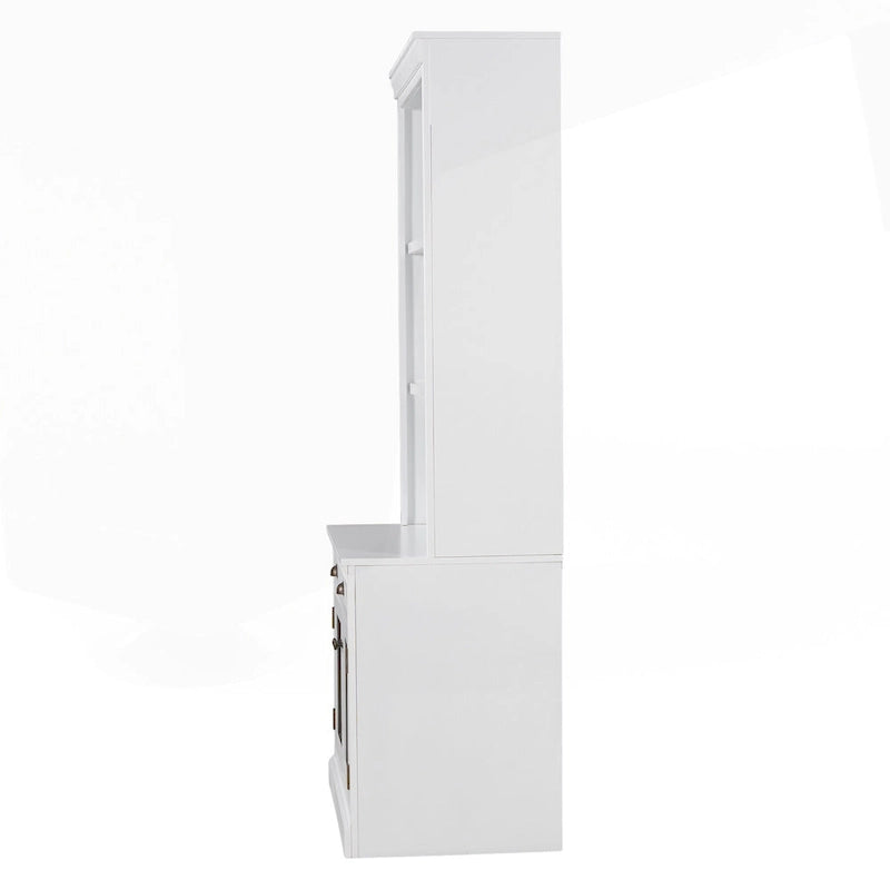 Tall Bookcase with LED Lighting, Tempered Glass Doors & Drawer – Adjustable Shelves, White