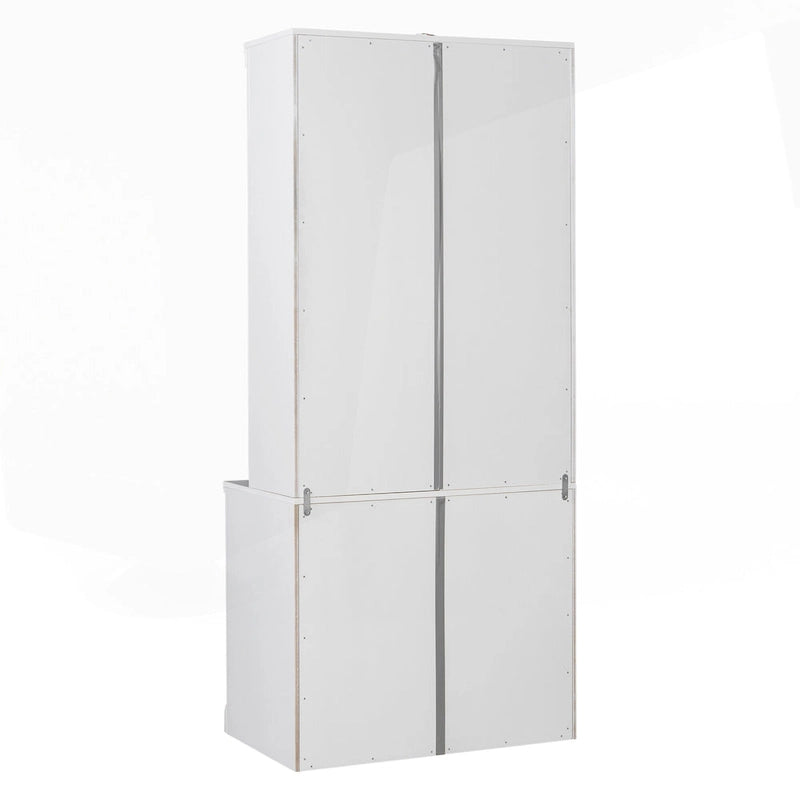 Tall Bookcase with LED Lighting, Tempered Glass Doors & Drawer – Adjustable Shelves, White