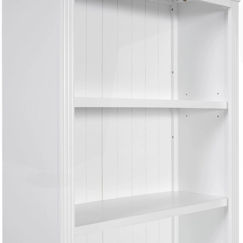 Tall Bookcase with LED Lighting, Tempered Glass Doors & Drawer – Adjustable Shelves, White