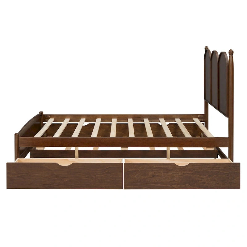 Lit plate-forme queen avec lit gigogne et tiroirs de rangement