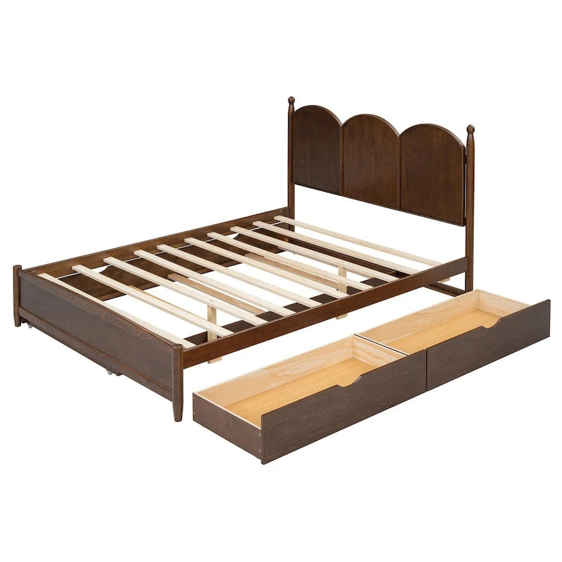 Lit plate-forme queen avec lit gigogne et tiroirs de rangement