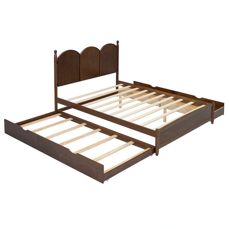 Lit plate-forme queen avec lit gigogne et tiroirs de rangement