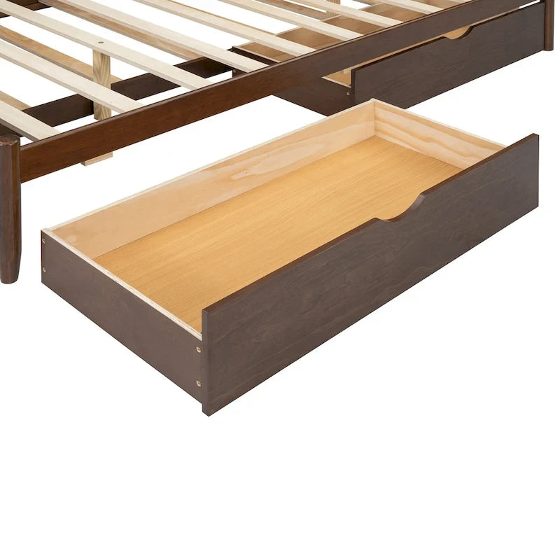 Lit plate-forme queen avec lit gigogne et tiroirs de rangement