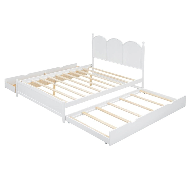 Lit plate-forme queen avec lit gigogne et tiroirs de rangement