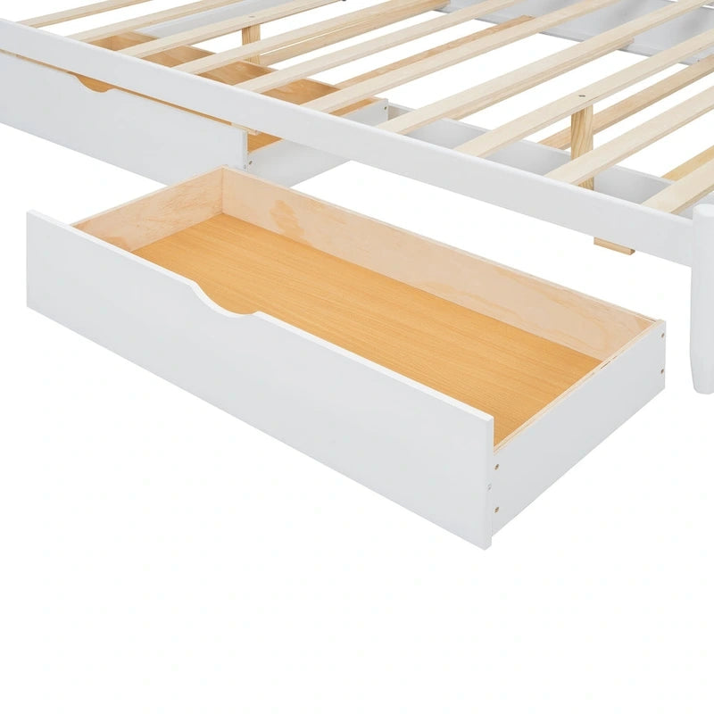 Lit plate-forme queen avec lit gigogne et tiroirs de rangement
