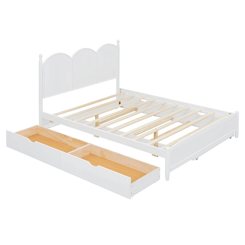 Lit plate-forme queen avec lit gigogne et tiroirs de rangement