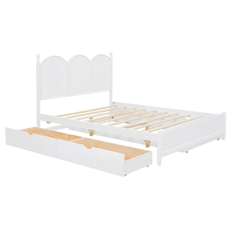Lit plate-forme queen avec lit gigogne et tiroirs de rangement