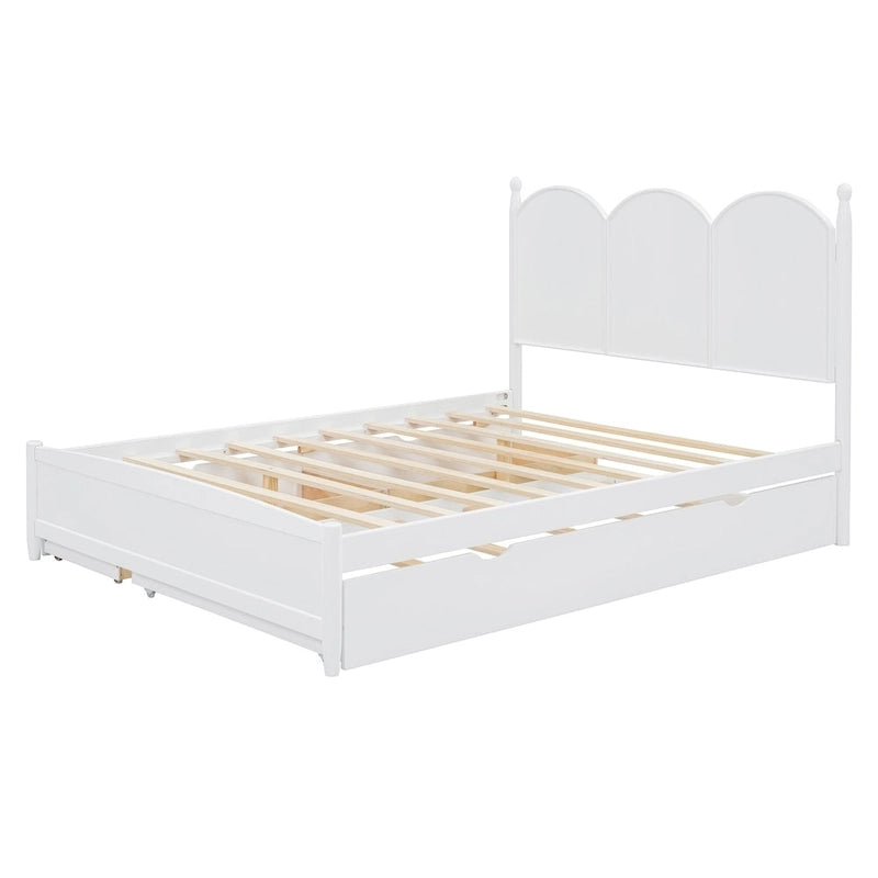 Lit plate-forme queen avec lit gigogne et tiroirs de rangement