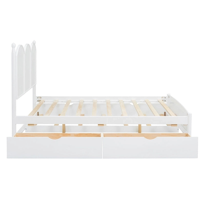 Lit plate-forme queen avec lit gigogne et tiroirs de rangement