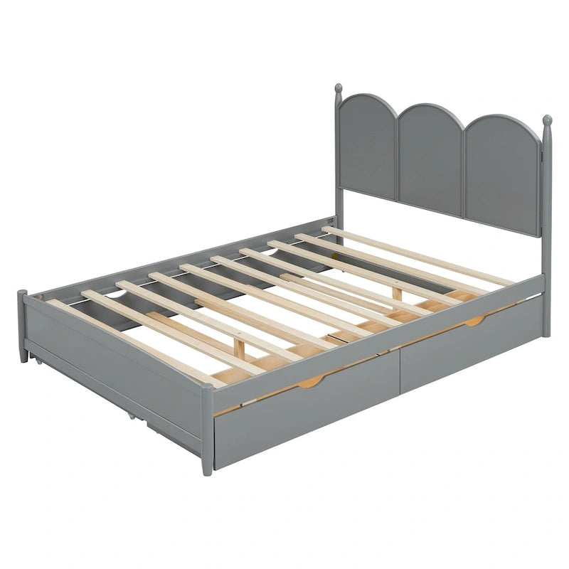 Lit plate-forme queen avec lit gigogne et tiroirs de rangement
