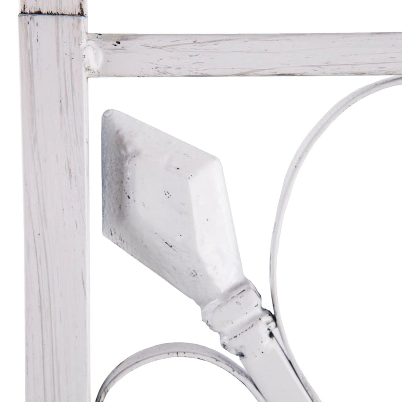 White Metal Hall Tree with Cushioned Bench, 12 Hooks & Dual Shelves