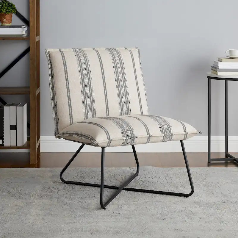 Pillow-Style Accent Chair with Metal Wire Base – Flanged Edge, 6 Fabric Options