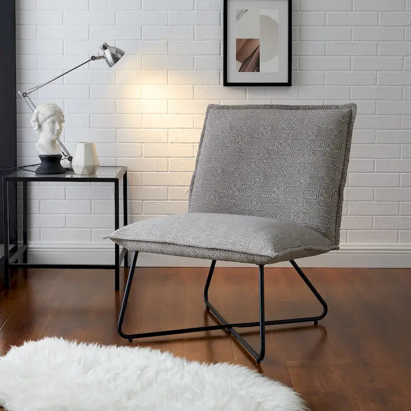 Pillow-Style Accent Chair with Metal Wire Base – Flanged Edge, 6 Fabric Options
