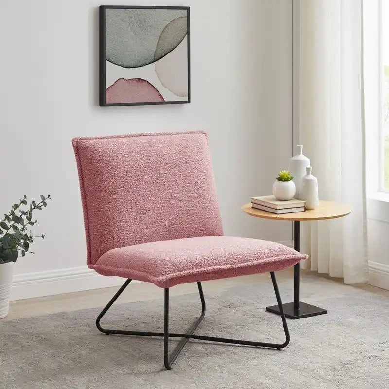 Pillow-Style Accent Chair with Metal Wire Base – Flanged Edge, 6 Fabric Options