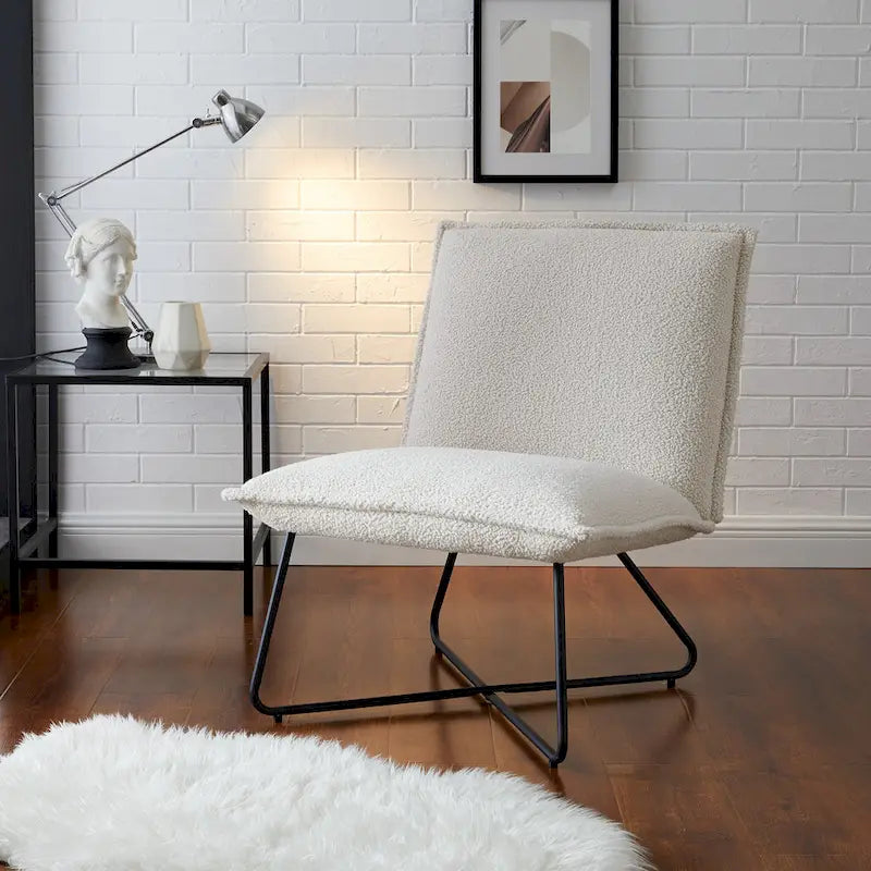 Pillow-Style Accent Chair with Metal Wire Base – Flanged Edge, 6 Fabric Options