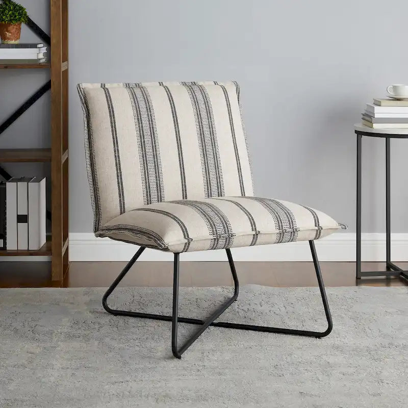 Pillow-Style Accent Chair with Metal Wire Base – Flanged Edge, 6 Fabric Options