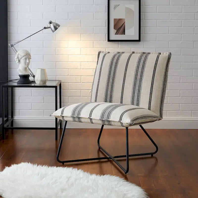 Pillow-Style Accent Chair with Metal Wire Base – Flanged Edge, 6 Fabric Options