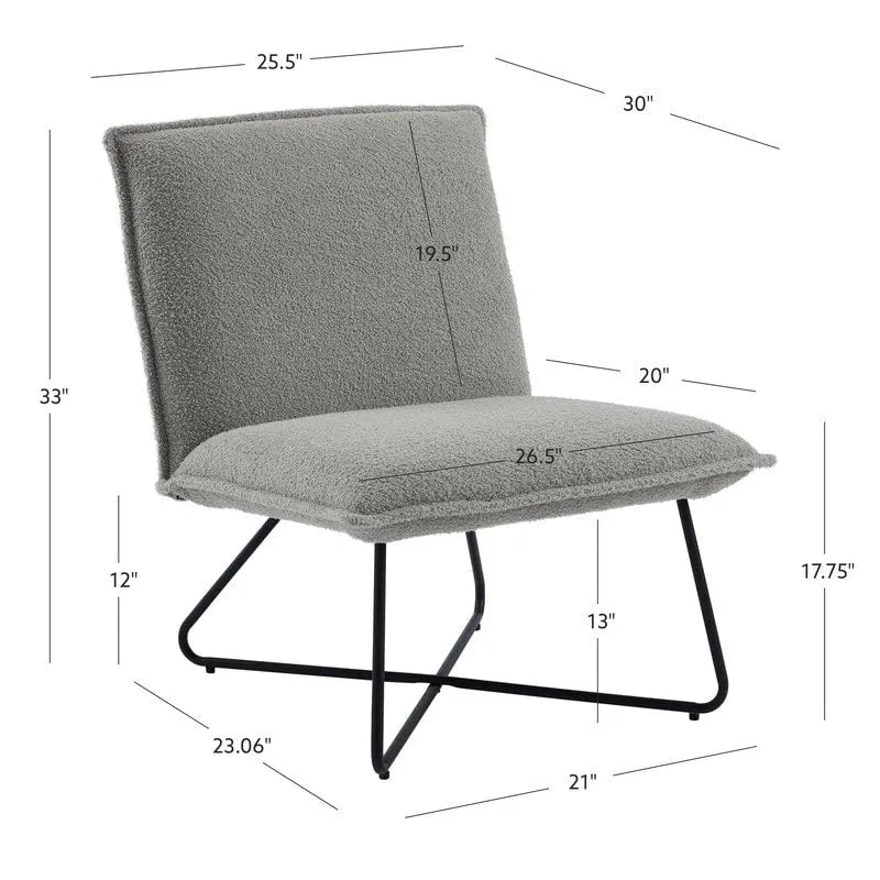 Pillow-Style Accent Chair with Metal Wire Base – Flanged Edge, 6 Fabric Options