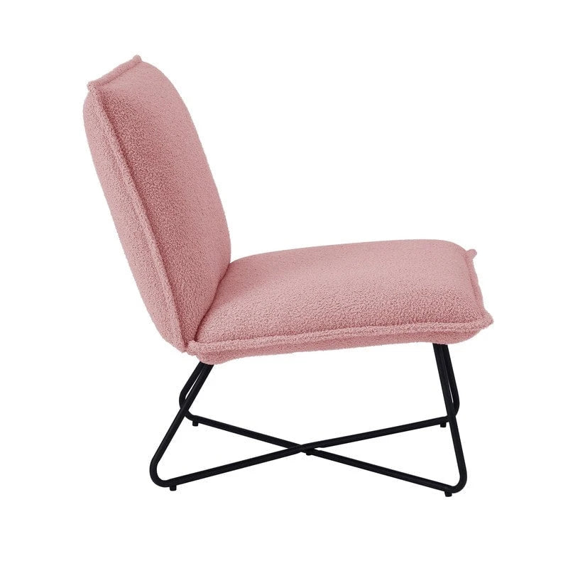 Pillow-Style Accent Chair with Metal Wire Base – Flanged Edge, 6 Fabric Options