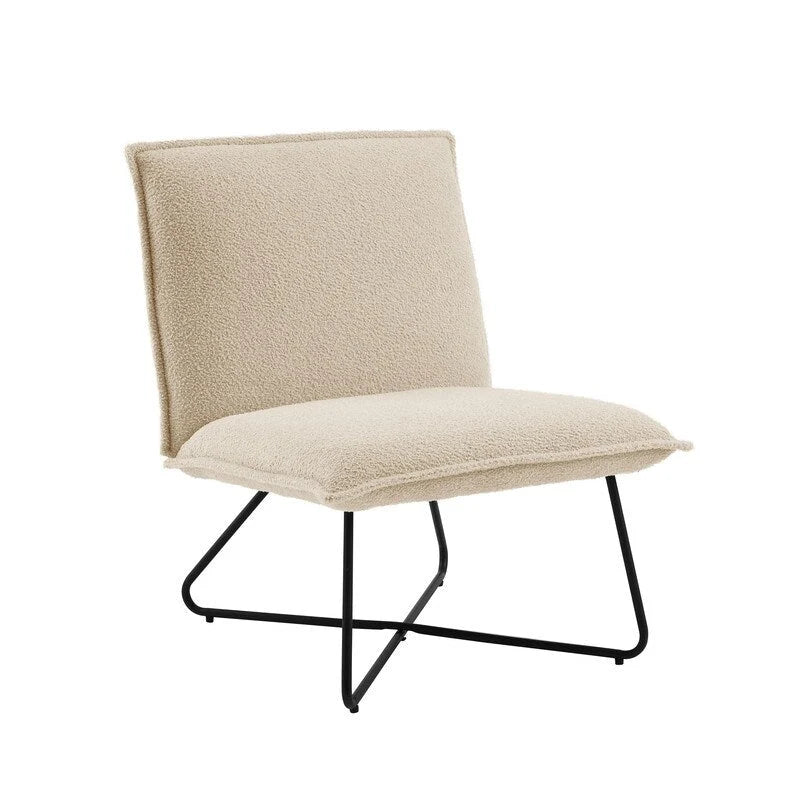 Pillow-Style Accent Chair with Metal Wire Base – Flanged Edge, 6 Fabric Options