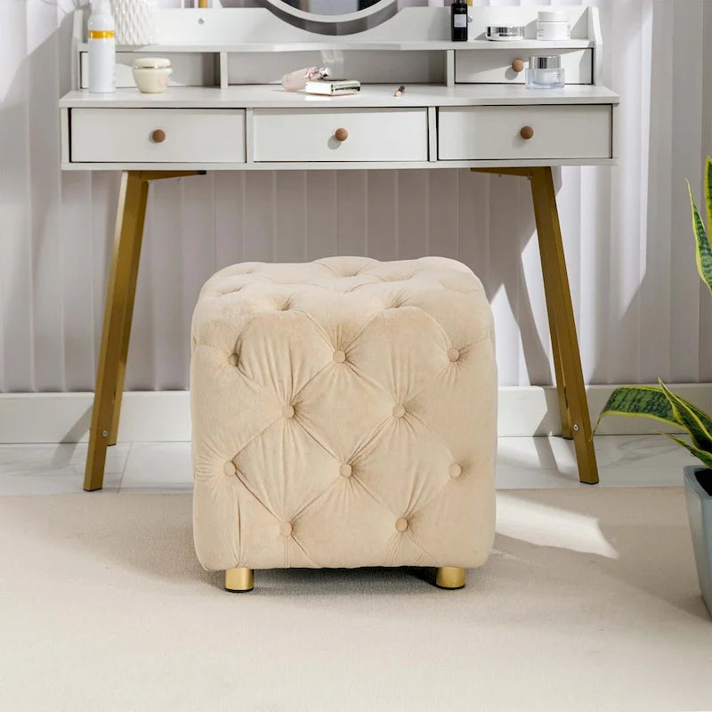 Pouf repose-pieds et siège d'appoint en velours