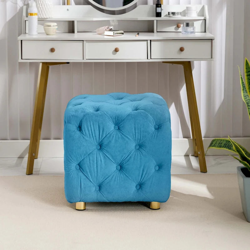 Pouf repose-pieds et siège d'appoint en velours
