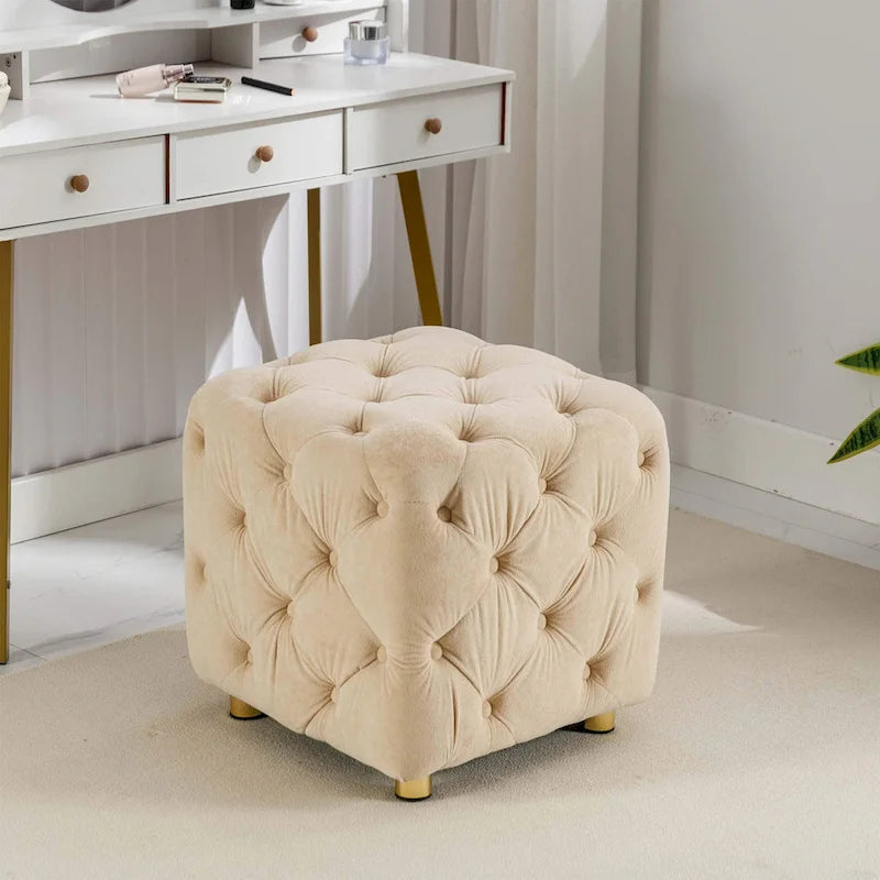 Pouf repose-pieds et siège d'appoint en velours