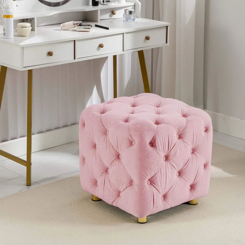 Pouf repose-pieds et siège d'appoint en velours