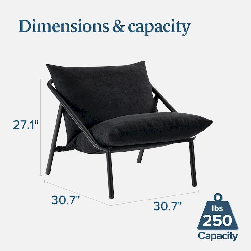 Metal Sling Accent Chair – Foam Cushioned, Multi-Color Options