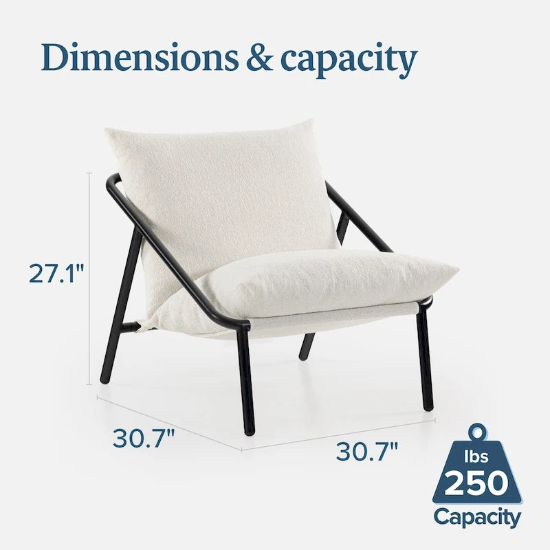 Metal Sling Accent Chair – Foam Cushioned, Multi-Color Options