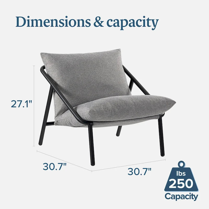 Metal Sling Accent Chair – Foam Cushioned, Multi-Color Options