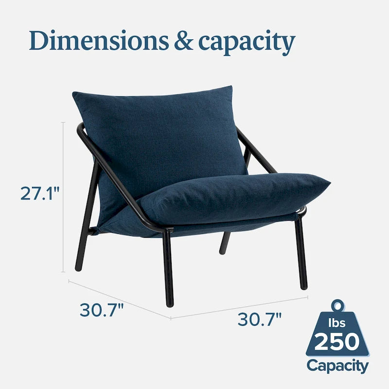Metal Sling Accent Chair – Foam Cushioned, Multi-Color Options