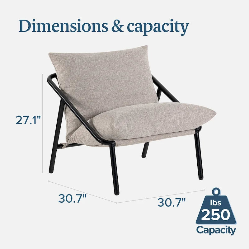 Metal Sling Accent Chair – Foam Cushioned, Multi-Color Options
