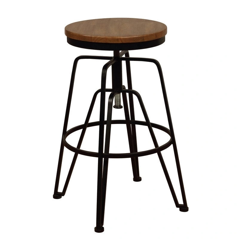Adjustable Wood & Metal Bar Stool 25–29" – Swivel Height, Foot Rail, 7 Finishes
